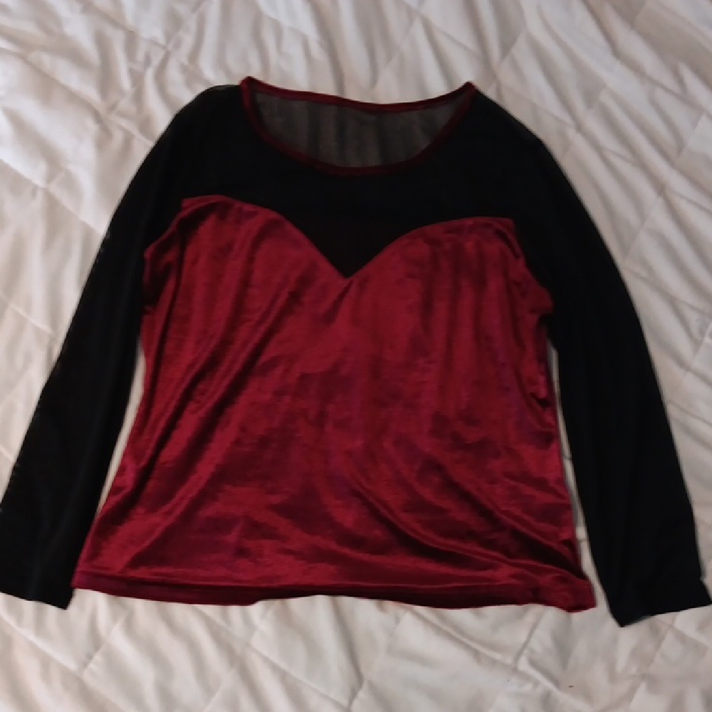 3x SHEIN Red And Black Mesh Top